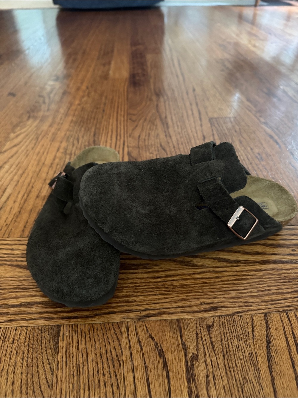 Birkenstock Suede Clog with Buckle - Chocolate Brown